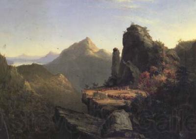 Thomas Cole Scene from The Last of the Mohicans Cora Kneeling at the Feet of Tamenund (mk13) Norge oil painting art
